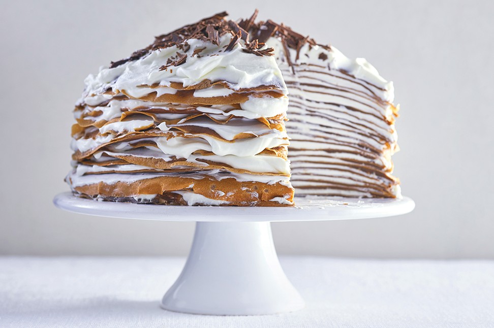 מתכון לעוגת קרפ שוקולד במילוי קרם גבינה